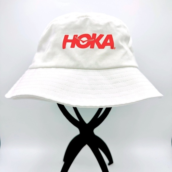 Hoka Accessories - Hoka Women’s Like New Bucket Hat White With Orange Writing